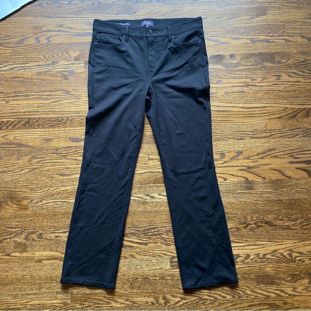 NYDJ Marilynn straight Black jeans size 10 lift tuck pants hemmed to 29 inches